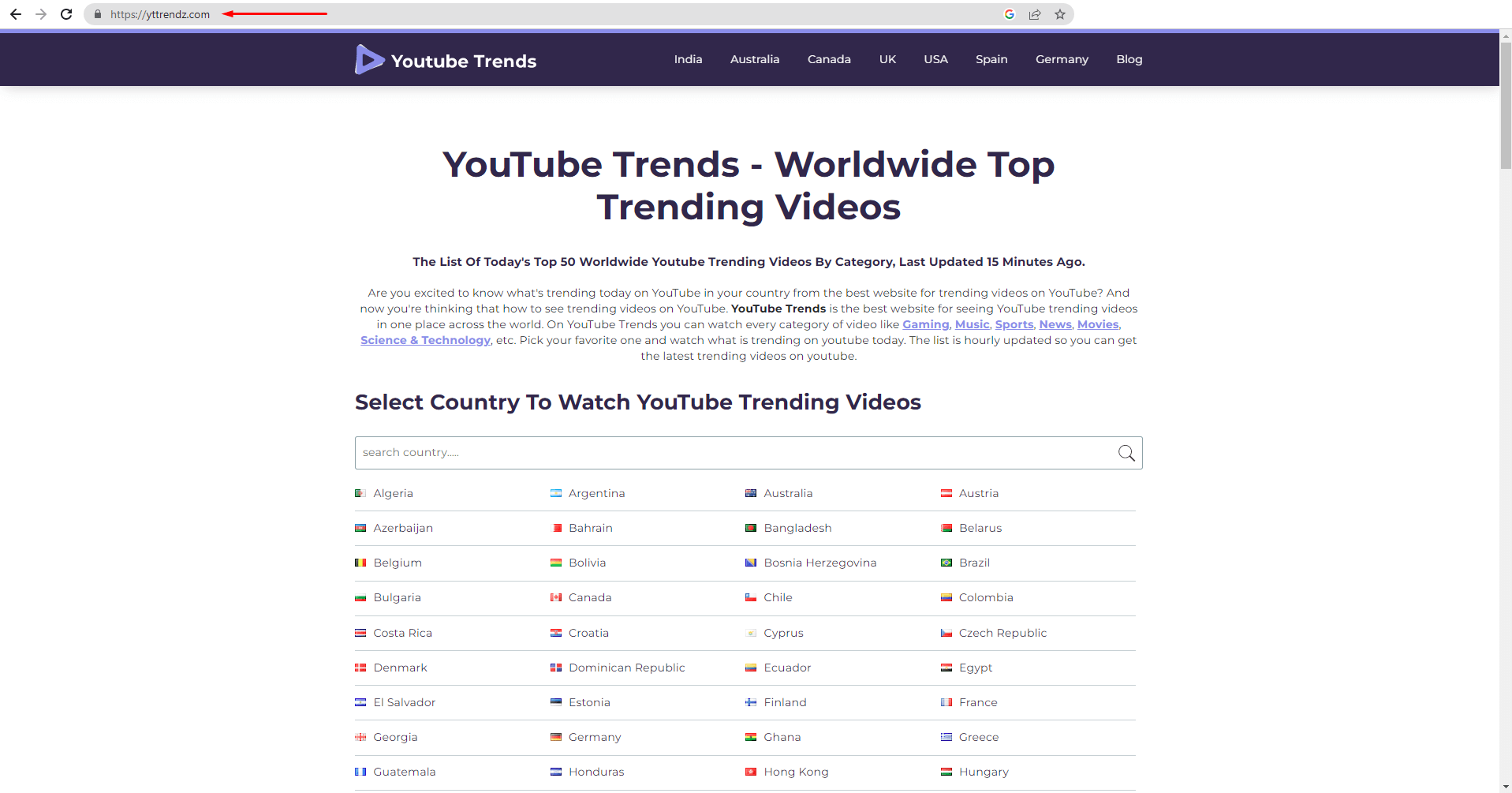 YouTube Trends Website, here you can find worldwide YouTube trending videos