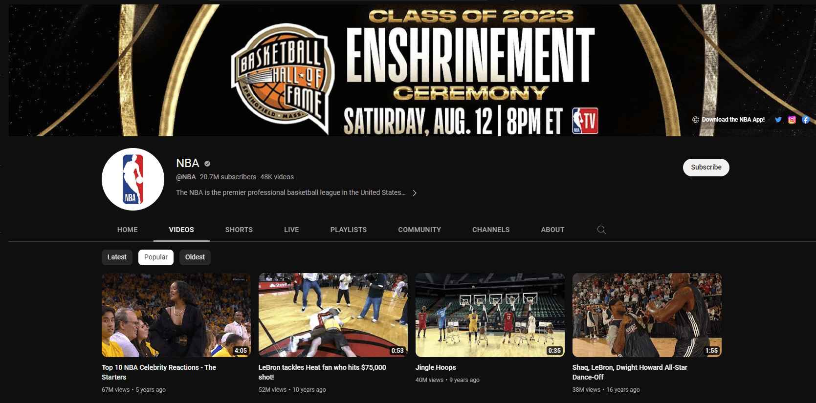 NBA youtube sport channel