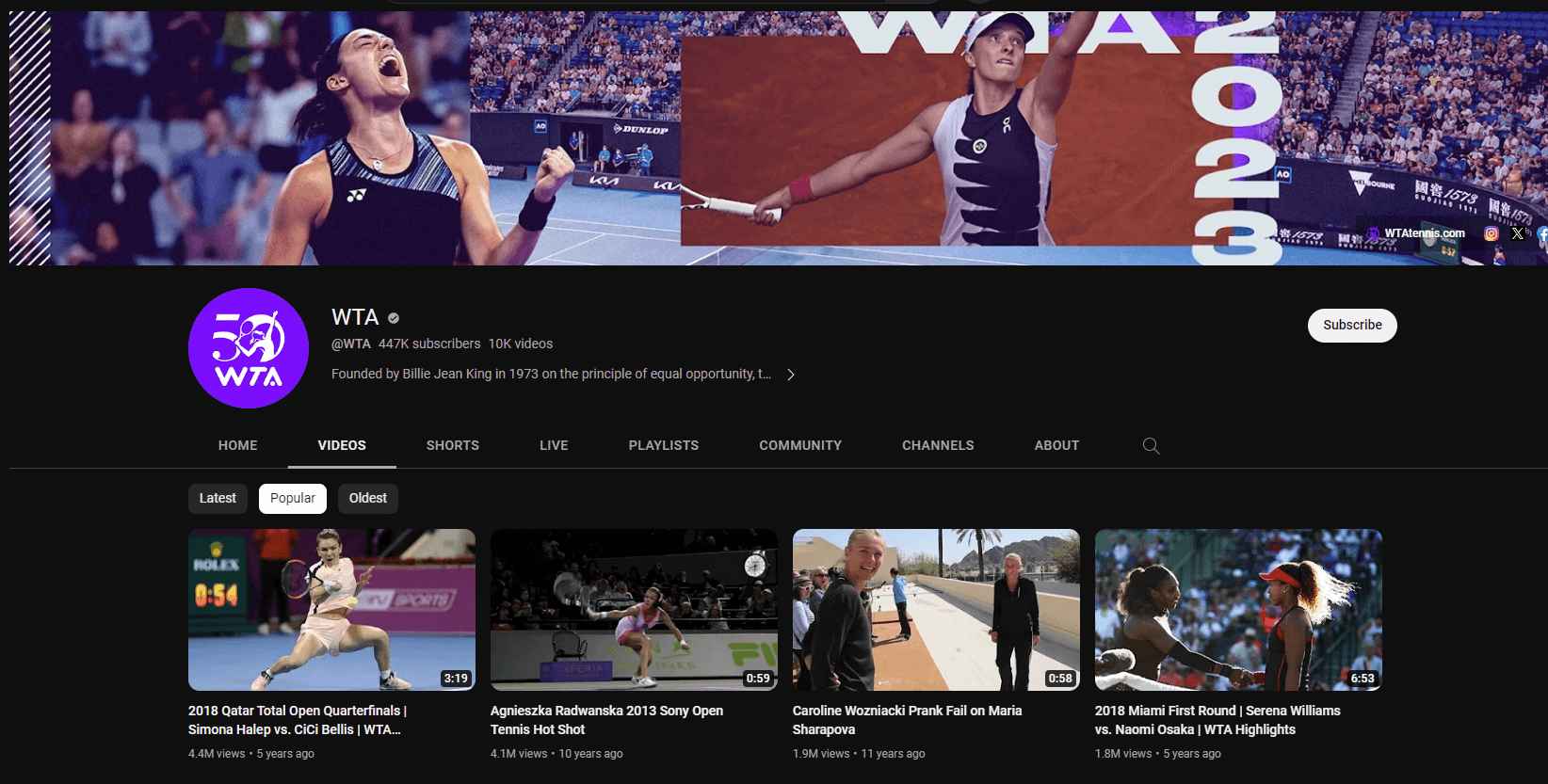 WTA sport channel
